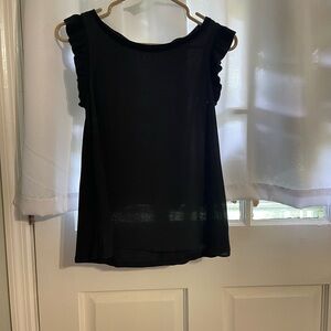 LOFT Black Ruffled Blouse